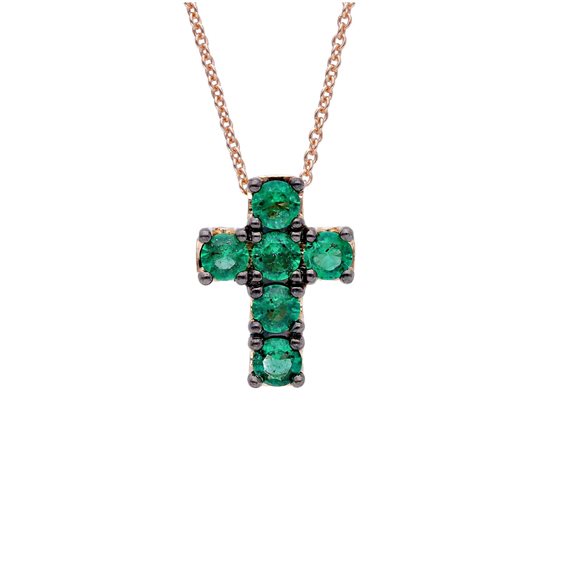 Collana Gioielleria Dossena  Donna croci in Oro Smeraldo 0.29 Ct 257020 SONGA - 257020 SONGA